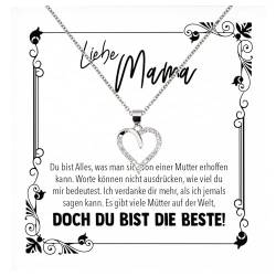 22Feels Liebe Mama Geschenk Geburtstag Muttertag Weihnachten, Mutter Schmuck Set für Frauen - Echt Silber 925 Herz Halskette mit Karte von 22Feels