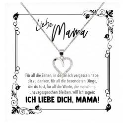 22Feels Liebe Mama Geschenk Geburtstag Muttertag Weihnachten, Mutter Schmuck Set für Frauen - Echt Silber 925 Herz Halskette mit Karte von 22Feels