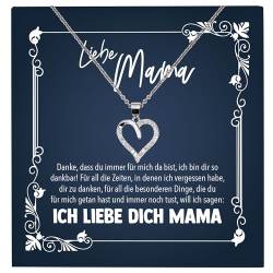 22Feels Liebe Mama Geschenk Geburtstag Muttertag Weihnachten, Mutter Schmuck Set für Frauen - Echt Silber 925 Herz Halskette mit Karte von 22Feels