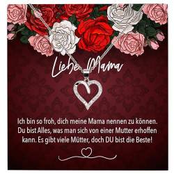 22Feels Liebe Mama Geschenk Geburtstag Muttertag Weihnachten, Mutter Schmuck Set für Frauen - Echt Silber 925 Herz Halskette mit Karte von 22Feels