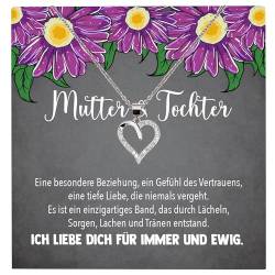 22Feels Liebe Mama Geschenk von Tochter zum Geburtstag und Muttertag, Mutter Schmuck Set für Frauen - Echt Silber 925 Herz Halskette mit Karte von 22Feels