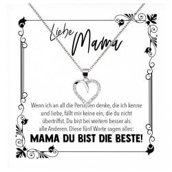 22Feels Liebe Mama Geschenk zum Geburtstag Muttertag, Mutter Schmuck Set für Frauen - Echt Silber 925 Herz Halskette mit Karte von 22Feels