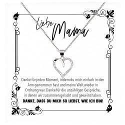 22Feels Liebe Mama Geschenk zum Geburtstag Muttertag, Mutter Schmuck Set für Frauen - Echt Silber 925 Herz Halskette mit Karte von 22Feels