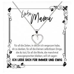 22Feels Liebe Mama Geschenk zum Geburtstag Muttertag, Mutter Schmuck Set für Frauen - Echt Silber 925 Herz Halskette mit Karte von 22Feels