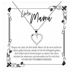 22Feels Liebe Mama Geschenk zum Geburtstag Muttertag, Mutter Schmuck Set für Frauen - Echt Silber 925 Herz Halskette mit Karte von 22Feels