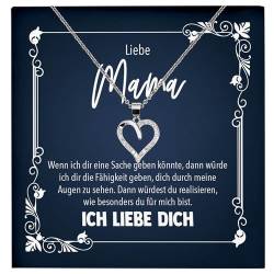 22Feels Mama Geschenk Mutter Frauen Schmuck Set Muttertag Geburtstag Weihnachten - Echt Silber 925 Herz Halskette mit Karte von 22Feels