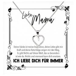 22Feels Mama Geschenk Mutter Frauen Schmuck Set Muttertag Geburtstag Weihnachten - Echt Silber 925 Herz Halskette mit Karte von 22Feels