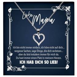 22Feels Mama Geschenk Mutter Frauen Schmuck Set Muttertag Geburtstag Weihnachten - Echt Silber 925 Herz Halskette mit Karte von 22Feels