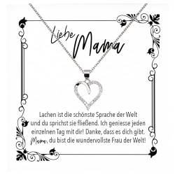 22Feels Mama Geschenk Mutter Frauen Schmuck Set Muttertag Geburtstag Weihnachten - Echt Silber 925 Herz Halskette mit Karte von 22Feels