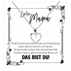 22Feels Mama Geschenk Mutter Frauen Schmuck Set Muttertag Geburtstag Weihnachten - Echt Silber 925 Herz Halskette mit Karte von 22Feels