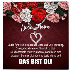 22Feels Mama Geschenk Mutter Frauen Schmuck Set Muttertag Geburtstag Weihnachten - Echt Silber 925 Herz Halskette mit Karte von 22Feels