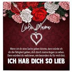 22Feels Mama Geschenk Mutter Frauen Schmuck Set Muttertag Geburtstag Weihnachten - Echt Silber 925 Herz Halskette mit Karte von 22Feels