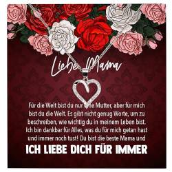 22Feels Mama Geschenk Mutter Frauen Schmuck Set Muttertag Geburtstag Weihnachten - Echt Silber 925 Herz Halskette mit Karte von 22Feels