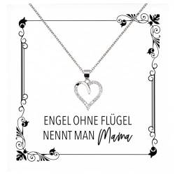 22Feels Mama Geschenk zum Geburtstag Muttertag, Mutter Schmuck Set für Frauen - Echt Silber 925 Herz Halskette mit Karte von 22Feels