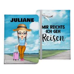 22Feels Reispasshülle Personalisiert Frauen Mädchen Urlaub Reisen Kinder Etui Reisepass Tasche Namen Kunst-Leder Cover Hülle Geschenk Ehefrau Mama Tochter Enkelin Nichte - Mir Reichts Reisen von 22Feels