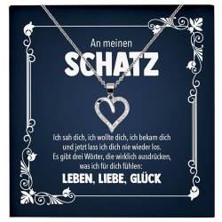 22Feels Schatz Frauen Geschenk Schmuck Set Hochzeitstag Valentinstag Ehefrau Freundin Jahrestag - Echt Silber 925 Herz Halskette mit Karte von 22Feels