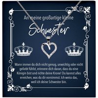 22Feels Schmuckset Kleine Schwester Geschenk Geburtstag Schmuck Frauen Mädchen Halskette, Echt-Silber 925/000, Karte Made In Germany von 22Feels