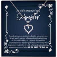 22Feels Schmuckset Schwester Geschenk Geburtstag Schmuck Frauen Mädchen Herz Halskette, Echt-Silber 925/000, Karte Made In Germany von 22Feels