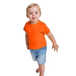 Buntes T-Shirt mit kurzen Ärmeln für Babys, aus 100 % Baumwolle, bequem, weich, warm und angenehm anzufassen., Modern, K-38, Orange, K-38 12 Monate von 24 JOYAS
