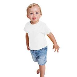 Buntes T-Shirt mit kurzen Ärmeln für Babys, aus 100 % Baumwolle, bequem, weich, warm und angenehm anzufassen., weiß, 24 Monate von 24 JOYAS