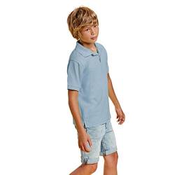 Poloshirt für Kinder, 100 % Baumwolle, mit kurzen Ärmeln, geripptem Kragen, Patte und drei Knöpfen, Kinder-T-Shirt, modisch, lässig, sportlich, atmungsaktiv, bunt, K-37, Blau, K-37 5-6 Jahre von 24 JOYAS