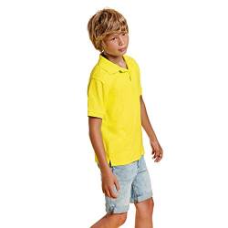 Poloshirt für Kinder, 100 % Baumwolle, mit kurzen Ärmeln, geripptem Kragen, Patte und drei Knöpfen, Kinder-T-Shirt, modisch, lässig, sportlich, atmungsaktiv, bunt, K-37, Gelb, K-37 3-4 Jahre von 24 JOYAS