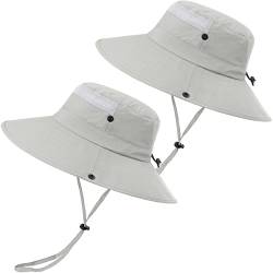 2 Stück Boonie Sonnenhut Herren Bucket Hat UV-Schutz Faltbar Wasserdicht Outdoor Sonnenschutz Hut Fischerhut Sommer Gartenhut Wanderhut Anglerhut Buschhut Unisex (Hellgrau & Hellgrau, 2 Stück) von 29 IYEBRAO