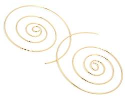 2LIVEfor Ohrringe Creolen Silber Gold Groß 50 mm Ohrhänger Design Spirale Schnecke Hoop Creole Rund Ethno Style (Gold) von 2LIVEfor