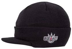 2Stoned Rudeboy Stylee Wintermütze Herren Visor Beanie Cap Deluxe, One-Size Erwachsene, Schwarz von 2Stoned