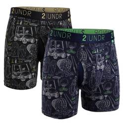 2UNDR Herren Boxershorts, Swing-Shift, 15,2 cm, 2 Stück, Range Time Schwarz/Marineblau, Medium von 2UNDR