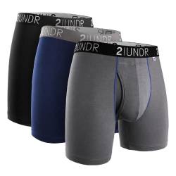 2UNDR Swing Shift Boxershorts, 3er-Pack, Schwarz/Grau/Marineblau, XX-Large von 2UNDR