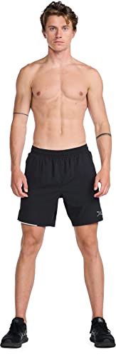 2XU Herren Aero 17,8 cm Shorts, Schwarz/Silber, reflektierend, L von 2XU