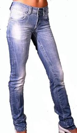 2chilly Damen Jeans Leguan Women only lightblue Slim Straight Finale Sale Ausverkauf (W32/L34) von 2chilly