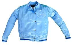 2chilly Herren Collegejacke Bomberjacke College Varsity Bomber Jacket Nylon Jacke Vintage Palm Beach Florida (L, dream-lightblue(silk-satin)) von 2chilly