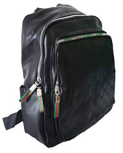 trendige Fashion Damen Rucksackhandtasche Daypack Backpack Rucksack Tasche mit Prägung und Leder Optik schwarz von 2chilly