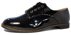 Topmodische Schnürschuhe Sneakers in Hochglanzoptik, dunkelblau / weiß oder schwarz, Damenschuhe, HAL107, Schuh für Damen, die topaktuellen Lackschuhe für alle Gelegenheiten. (Schwarz, 37) von 3-W-Hohenlimburg