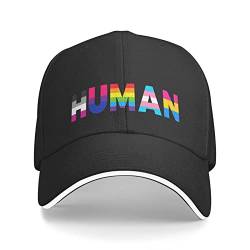 Baseball Cap Best Companions Human LGBT Gay Pride Banner Flag, Rainbow Lesbian Bisexual Pansexual Transgender Baseball Kappe Freizeit Baseballkappe Vintage Basecap Für Herren, Running, Damen von 311