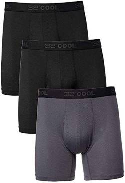 32 DEGREES Cool Herren Boxershorts, 3er-Pack, Schwarz/Anthrazit/Schwarz - Schwarz - X-Large von 32 DEGREES