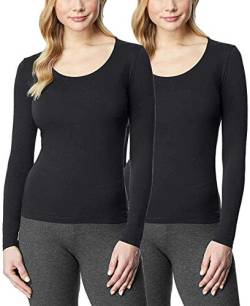 32 Grades Heat Langarmshirt für Damen, U-Ausschnitt, 2 Stück - Schwarz - Mittel von 32 DEGREES