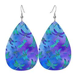 Ohrringe Neon-Libelle Lila Blau Leder Ohrringe Mode Ohrring Damen Gedruckte Drop Ohrringe Für Frauen Zubehör Mädchen von 321
