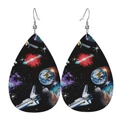 Tropfenohrringe Für Frauen Astronauten-Weltraum-Galaxie Ohrringe Mode Damen Ohrringe Gedruckte Leder Ohrringe Für Ornament Geschenke Zubehör von 321