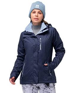 33,000ft 3 in 1 Jacke Damen Storm Jacket Winddicht Funktionsjacke, Atmungsaktiv Doppeljacke Regenjacke mit Softshelljacke Warm Skijacke Wasserdichte Winterjacke Dunkelblau 36 von 33,000ft