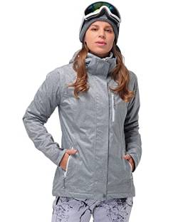 33,000ft 3 in 1 Jacke Damen Storm Jacket Winddicht Funktionsjacke, Atmungsaktiv Doppeljacke Regenjacke mit Softshelljacke Warm Skijacke Wasserdichte Winterjacke Dunkelgrau 44 von 33,000ft