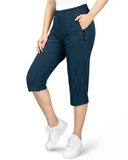 33,000ft Damen 3/4 Hose Capri Wanderhose Stretch Leichte Radhose Taschen Sommer Outdoor Golf Hose Blau 36 von 33,000ft