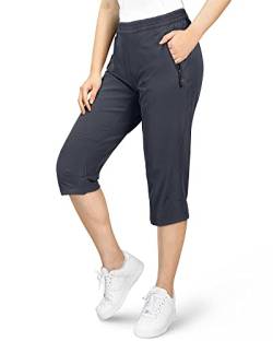 33,000ft Damen 3/4 Hose Capri Wanderhose Stretch Leichte Radhose Taschen Sommer Outdoor Golf Hose Grau 36 von 33,000ft