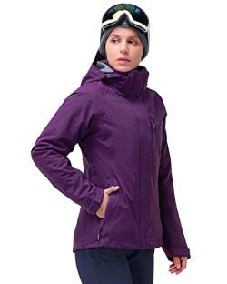 33,000ft Damen 3-in-1 Skijacke mit Fleecejacke Wasserdichte Doppeljacke Outdoorjacke Winterjacke Snowboardjacke Regenmantel Funktionsjacke, Lila 44 von 33,000ft