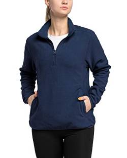 33,000ft Damen Fleece Pullover mit Halbreißverschluss Fleeceshirt Winter Warm Sweatjacke Microfleece Atmungsaktiv Fleecepulli für Reisen, Wandern Dunkelblau 38 von 33,000ft