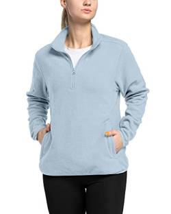 33,000ft Damen Fleece Pullover mit Halbreißverschluss Fleeceshirt Winter Warm Sweatjacke Microfleece Atmungsaktiv Fleecepulli für Reisen, Wandern Hellblau 40 von 33,000ft