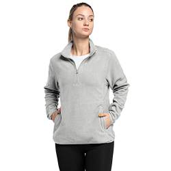 33,000ft Damen Fleece Pullover mit Halbreißverschluss Fleeceshirt Winter Warm Sweatjacke Microfleece Atmungsaktiv Fleecepulli für Reisen, Wandern Hellgrau 42 von 33,000ft