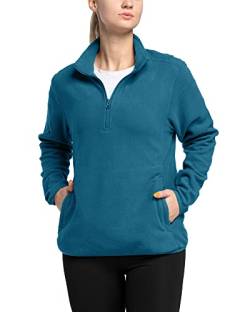 33,000ft Damen Fleece Pullover mit Halbreißverschluss Fleeceshirt Winter Warm Sweatjacke Microfleece Atmungsaktiv Fleecepulli für Reisen, Wandern Meeresblau 38 von 33,000ft